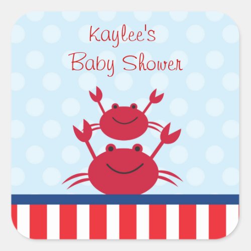 Crab Nautical Favor Stickers