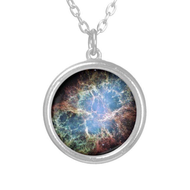 Crab Nebula Space NASA photo Silver Plated Necklace (Front)