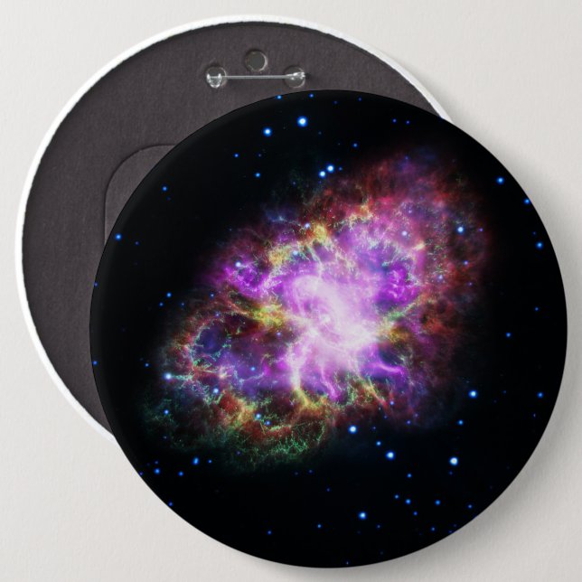 Crab Nebula Supernova Remnant Hubble Composite Button (Front & Back)