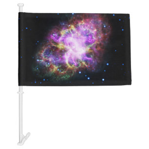 Crab Nebula Supernova Remnant Hubble Composite Car Flag