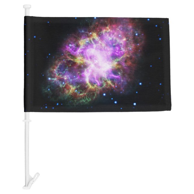 Crab Nebula Supernova Remnant Hubble Composite Car Flag (Front)