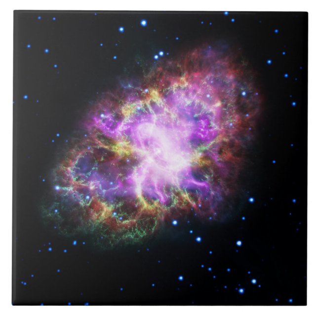 Crab Nebula Supernova Remnant Hubble Composite Ceramic Tile (Front)