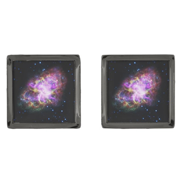 Crab Nebula Supernova Remnant Hubble Composite Cufflinks (Front)