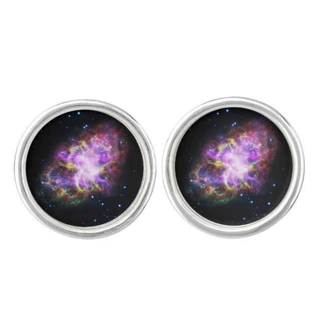 Crab Nebula Supernova Remnant Hubble Composite Cufflinks (Front)