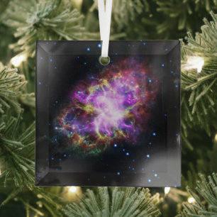 Crab Nebula Supernova Remnant Hubble Composite Glass Ornament