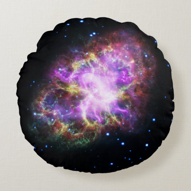 Crab Nebula Supernova Remnant Hubble Composite Round Pillow (Front)