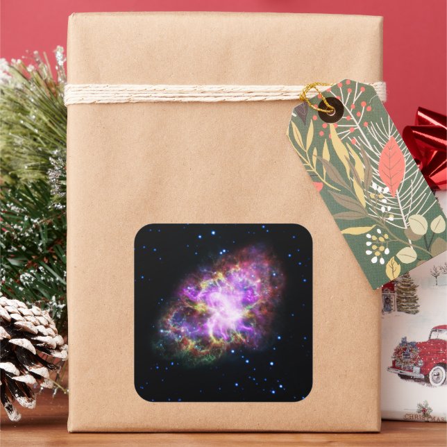 Crab Nebula Supernova Remnant Hubble Composite Square Sticker (Holiday)