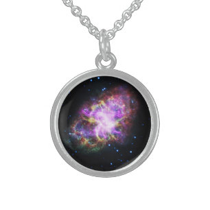 Crab Nebula Supernova Remnant Hubble Composite Sterling Silver Necklace