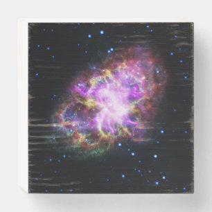 Crab Nebula Supernova Remnant Hubble Composite Wooden Box Sign