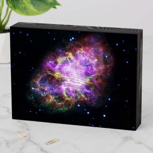 Crab Nebula Supernova Remnant Hubble Composite Wooden Box Sign