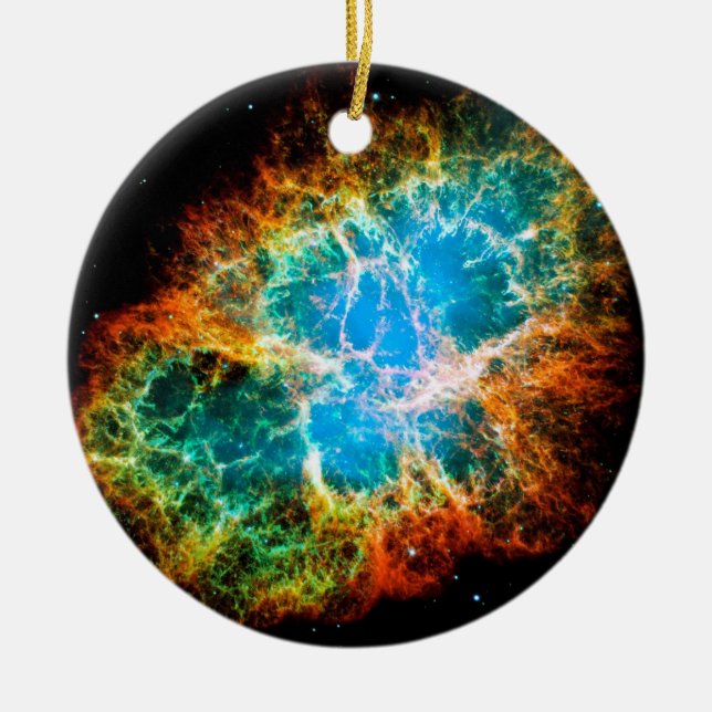 Crab Nebula Supernova Remnant Hubble Space Photo Ceramic Ornament (Front)