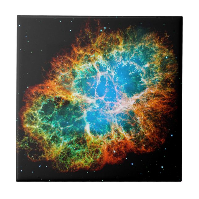 Crab Nebula Supernova Remnant Hubble Space Photo Ceramic Tile (Front)
