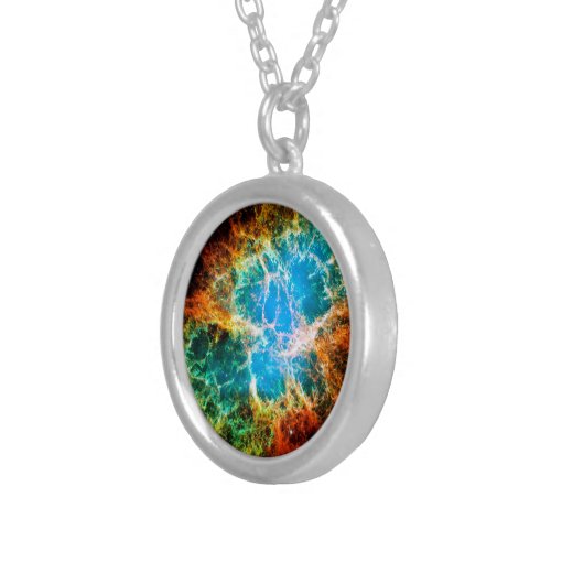 Crab Nebula Supernova Remnant Hubble Space Photo Silver Plated Necklace