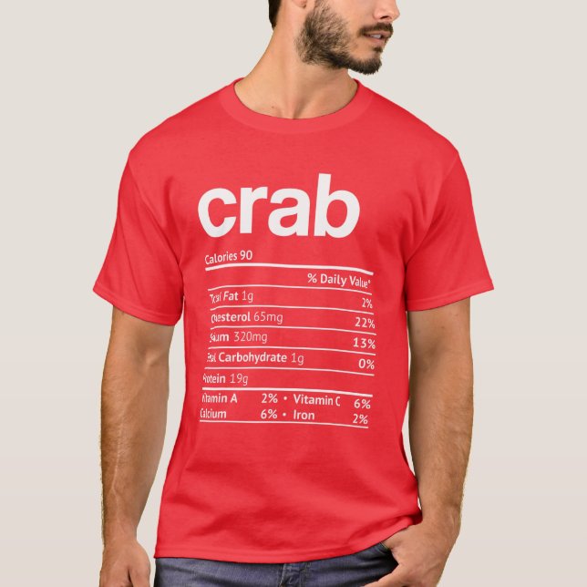 Crab Nutrition Facts Funny Thanksgiving Christmas T-Shirt (Front)