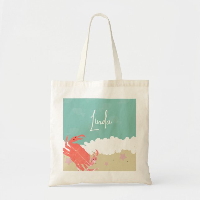 Crab Ocean Beach Sand Waves Sea Creature Tote Bag (Front)
