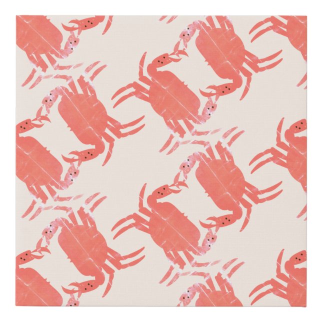 Crab Ocean Beach Sea Creature Pattern   Faux Canvas Print (Front)