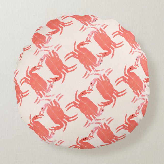 Crab Ocean Beach Sea Creature Pattern     Round Pillow (Front)