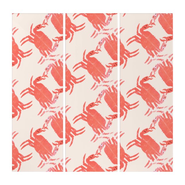 Crab Ocean Beach Sea Creature Pattern    Triptych (Front)