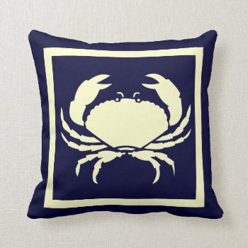 Crab  Off White On  Navy Pillow by Say_i_love_you at Zazzle