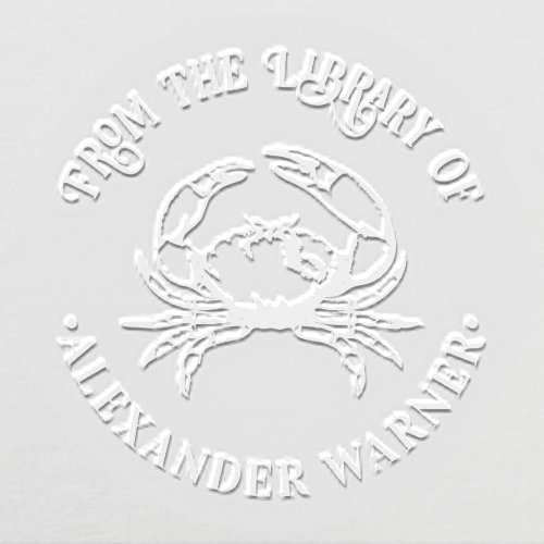 Crab Outline #5 “From the Library of” Book Name Embosser