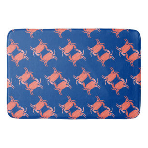 Crab Pattern Blue Shower  Bath Mat