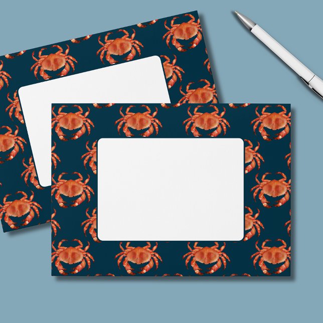 Crab pattern envelope (Brown crab coastal crustacean patterned envelope)
