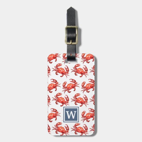 Crab Pattern Monogram Luggage Tag