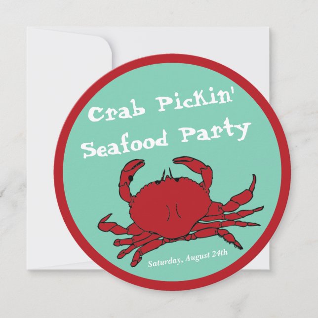 Crab Picking Seafood Boil Party Round Custom Invitation (Front)