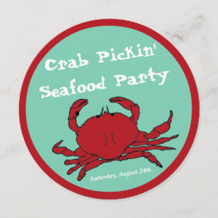 Crab Picking Seafood Boil Party Round Custom Invitation