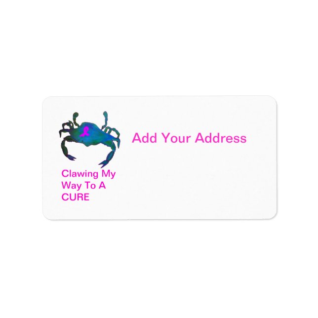 Crab  Pink Ribbon Address Label (Front)