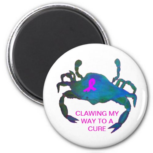 Crab Pink Ribbon Magnet Breast Cancer Awareness