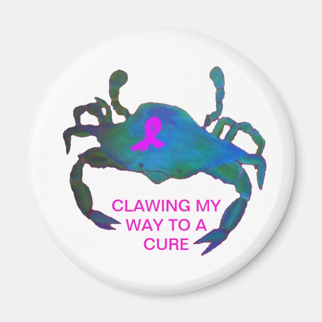 Crab Pink Ribbon Magnet Breast Cancer Awareness (Front)