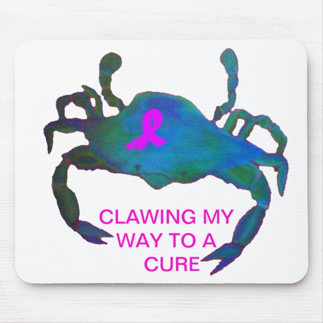 Crab Pink Ribbon Mouse Pad Breast Cancer Awareness (Front)