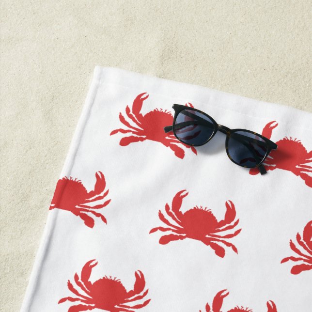 Crab Print Beach Towel (In Situ)