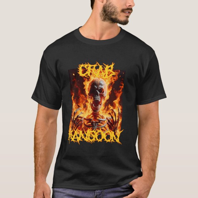 Crab Rangoon Funny Cringe Hard Skeleton Meme Flame T-Shirt (Front)