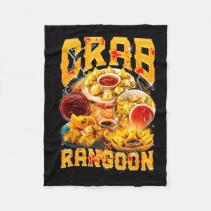Crab Rangoon Meme Bootleg Rap Style 90s Vintage Fleece Blanket