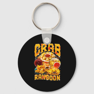 Crab Rangoon Meme Bootleg Rap Style 90s Vintage Keychain