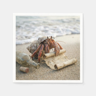 Crab Reading a Letter on a Beach Napkins