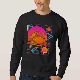 Crab Retro 80s Style Vintage Ocean Animal Sweatshirt