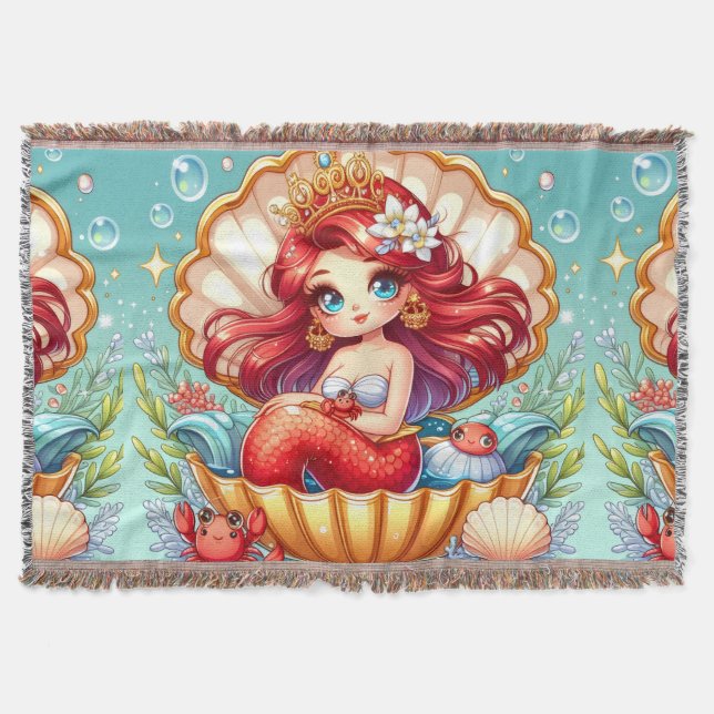 Crab Royalty in Coral Cove Drawstring  Wall Clock Throw Blanket (Front)