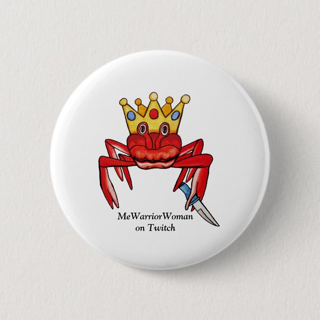 Crab Royalty with knife, MeWarriorWoman on Twitch  Button (Front)