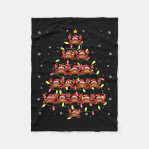 Crab Santa Christmas Tree Lights Ugly Sweater Styl Fleece Blanket