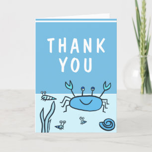 Crab Sea Animals Pattern Cute Boy Birthday Thank Y Thank You Card