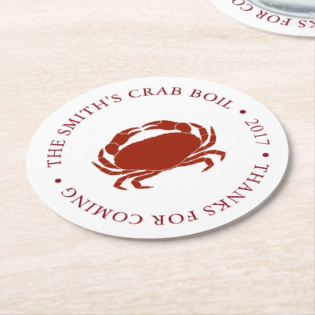 Crab | Seafood Boil Customized Round Paper Coaster (Angled)