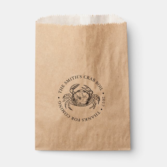 Crab | Seafood Boil or Bake Customizable Favor Bag (Front)