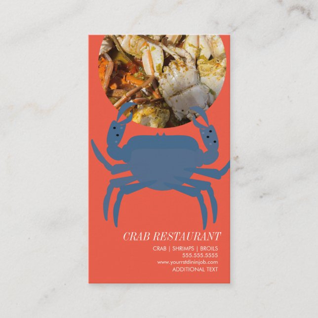Crab Seafood Broil Restaurant Orange Business Card (Front)