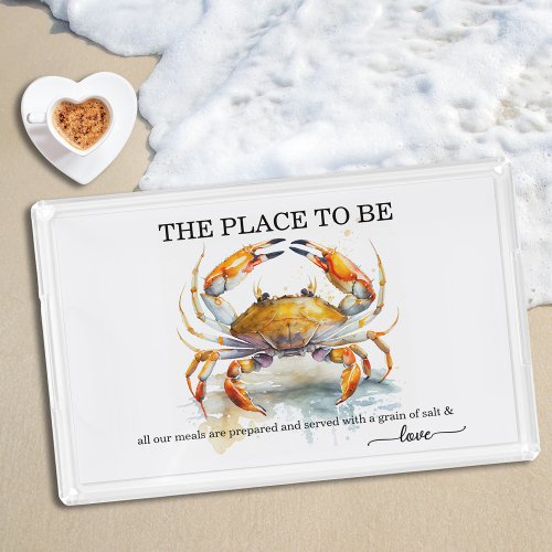 Crab Seafood Coastal Beach Restaurant Acrylic Tray