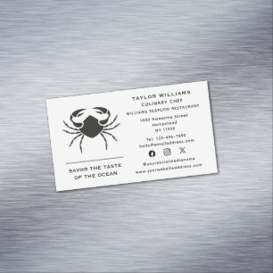 Crab Seafood Coastal Ocean Resturant Social Media Business Card Magnet