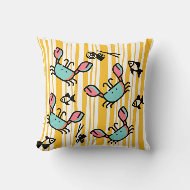 Crab Seafood Fish Pattern  Throw Pillow (Front)