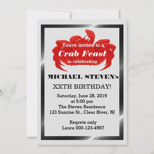 Crab Seafood Party Birthday Party Invite (Front)
